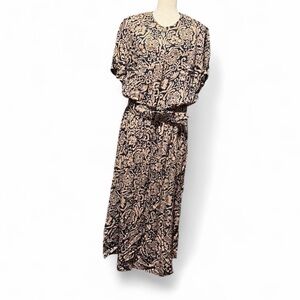 Orvis Navy and Beige Patterned maxi dress